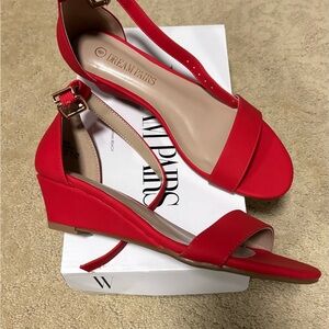 Dream Pairs Women's Vibrant Red Wedge Sandals new